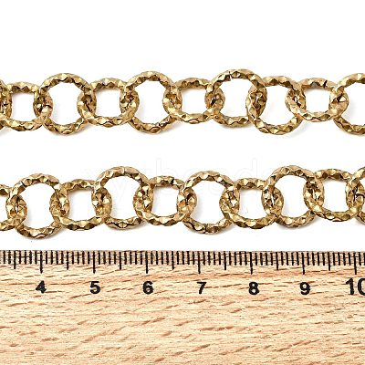 12MM Women's 304 Stainless Steel Textured Ring Link Chain Necklaces NJEW-A067-04G-1