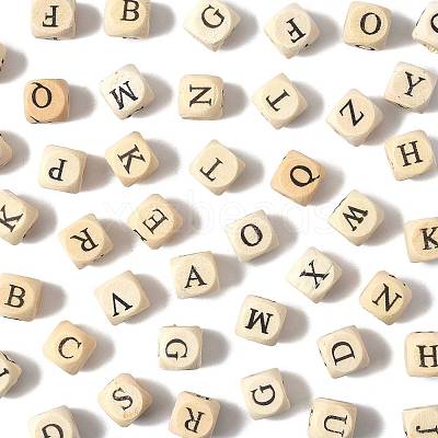 208Pcs 26 Styles Printed Natural Wood Beads WOOD-FS0001-51-1