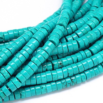 Natural Howlite Flat Round Heishi Bead Strands X-TURQ-E022-26B-6mm-1