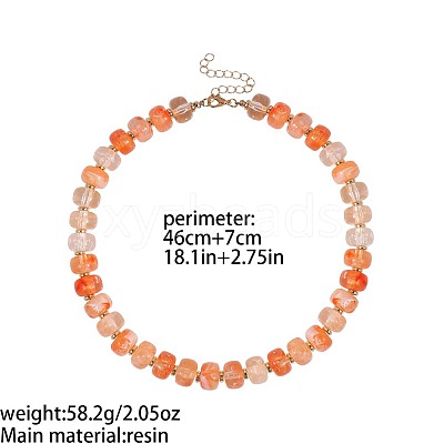 Alloy Resin Rondelle Beaded Necklaces for Women WG2A417-01-1