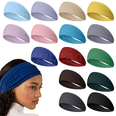 15Pcs 15 Colors Polyester & Elastic Headbands OHAR-GL0001-03-1