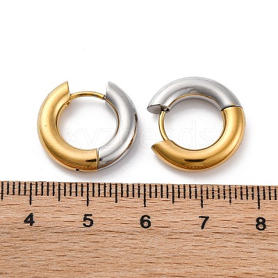 Two Tone 304 Stainless Steel Hinged Hoop Earrings for Women EJEW-A073-01A-1