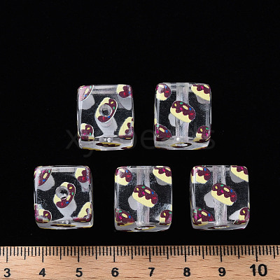 Transparent Printed Acrylic Beads MACR-S374-09A-01-1