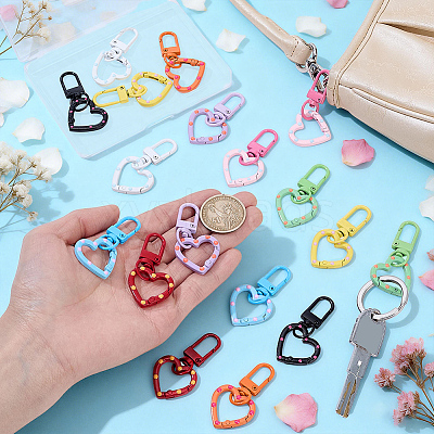 18Pcs 9 Style Alloy Spring Gate Rings & Alloy Swivel Clasps HJEW-PH02501-1