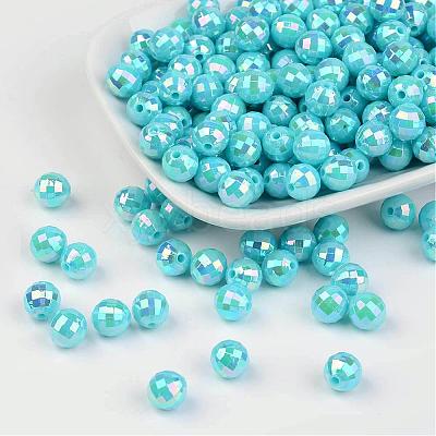 Faceted Colorful Eco-Friendly Poly Styrene Acrylic Round Beads SACR-K001-8mm-62-1
