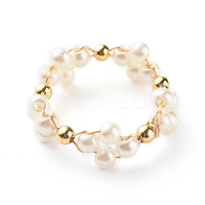 Glass Pearl Beads Finger Rings RJEW-TA00005-1