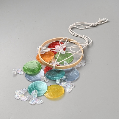 Dyed Natural Shell Slices Wind Chimes HJEW-WH20010-13D-1