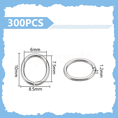 300Pcs 304 Stainless Steel Open Jump Rings STAS-UN0063-41B-1