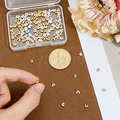 160Pcs 2 Colors  Brass Crimp Beads Covers FIND-BBC0004-89-1