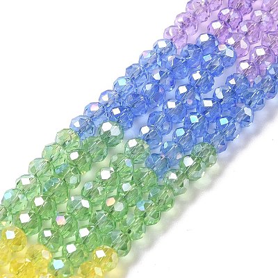 Transparent Electroplate Glass Beads Strands GLAA-E036-02-1