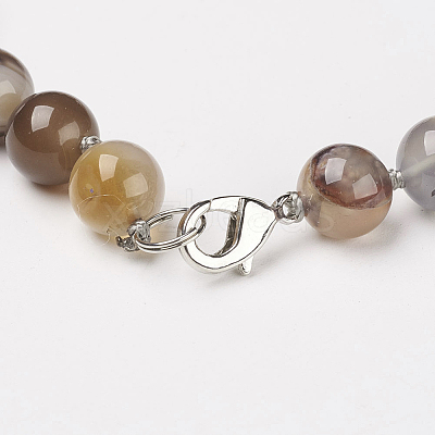 Natural Dyed Agate Beads Necklaces NJEW-F139-10mm-15-1