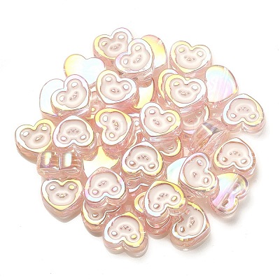 UV Plating Rainbow Iridescent Acrylic Enamel Beads OACR-G012-10-1