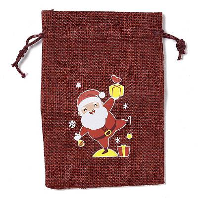 Christmas Theme Jute Cloth Storage Bags ABAG-F010-01B-05-1