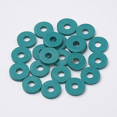 Flat Round Handmade Polymer Clay Bead Spacers CLAY-R067-3.0mm-07-1