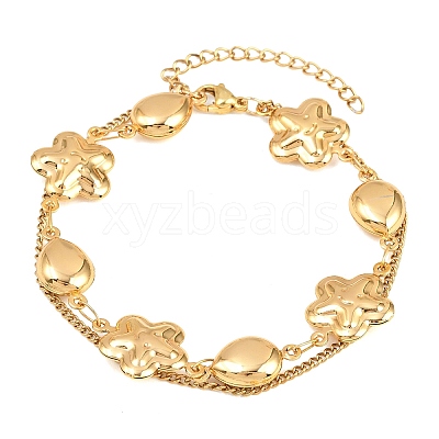 304 Stainless Steel Link Chain & Curb Chain Multi-strand Bracelets for Women BJEW-H641-01A-G-1