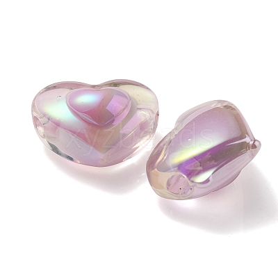 UV Plating Rainbow Iridescent Transparent Acrylic Beads OACR-C007-04C-1