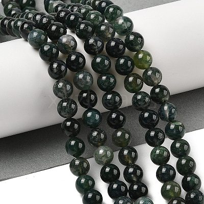 Natural Moss Agate Beads Strands G-A248-A02-01-1
