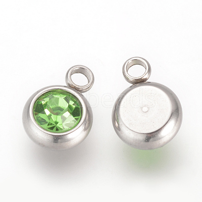 201 Stainless Steel Rhinestone Charms STAS-S068-08-1