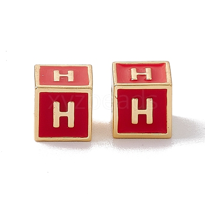 Rack Plating Brass Enamel Beads KK-B060-04G-03H-1