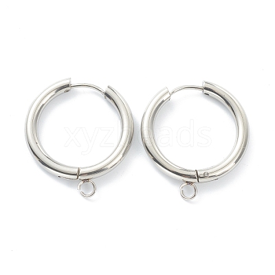 Tarnish Resistant 201 Stainless Steel Huggie Hoop Earring Findings STAS-P283-01K-P-1