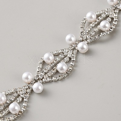 1 Yard Flower with Horse Eye Alloy Rhinestone Link Chains LCHA-GF0001-01B-1