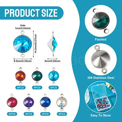 42Pcs 7 Colors Glass Cone Connector Charms STAS-TA0006-10-1