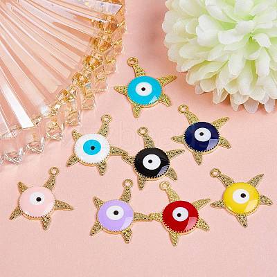 16Pcs 8 Colors Alloy Enamel Pendants ENAM-SZ0001-38LG-1