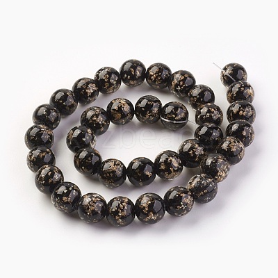 Handmade Gold Sand Lampwork Beads Strands LAMP-P051-L04-10mm-1