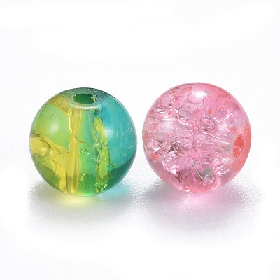 5 Colors Spray Painted & Baking Paint Crackle Glass Beads CCG-X0010-09-8mm-1