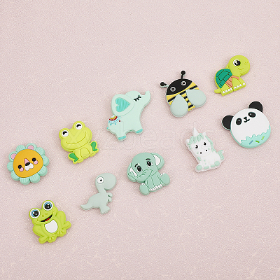 10Pcs 10 Styles Silicone Focal Beads SIL-CA0002-22-1