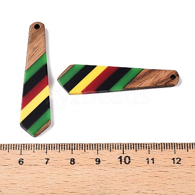 Jamaican Colour Epoxy Resin & Walnut Wood Pendants RESI-N039-122H-1