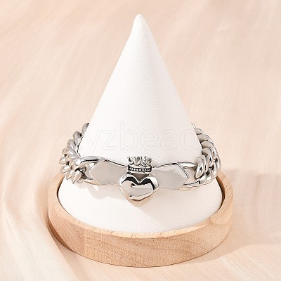 Crown Heart 304 Stainless Steel Links BJEW-D379-18P-1