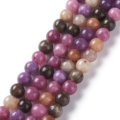 Natural White Jade Imitation Tourmaline Beads Strands X-G-I299-F01-6mm-1