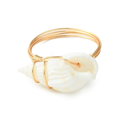 Natural Spiral Shell Finger Rings RJEW-TA00167-1