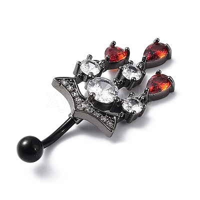 Hyacinth Rhinestone Charm Dangle Belly Rings AJEW-D053-01A-EB-1