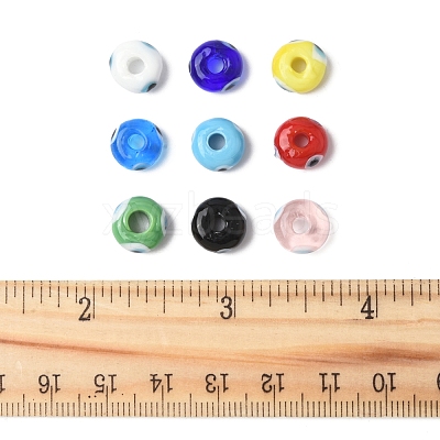 36Pcs 9 Colors Handmade Evil Eye Lampwork Beads LAMP-FS0001-23-1