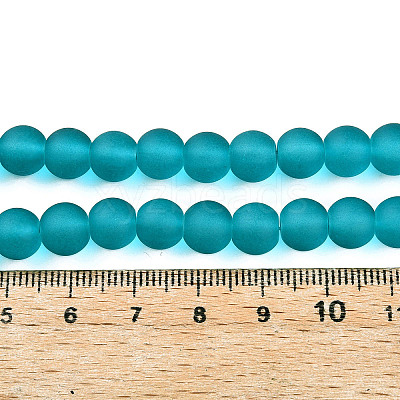 Frosted Transparent Glass Beads Strands GLAA-S031-8mm-37-01-1