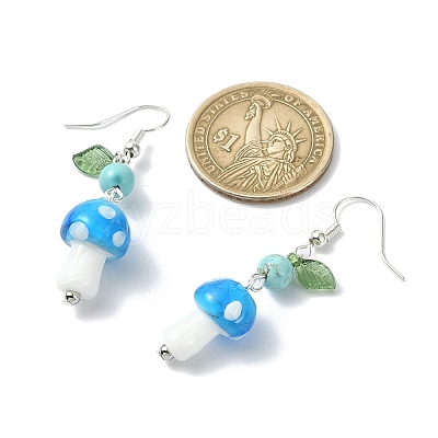 4 Pair 4 Style Acrylic Mushroom Dangle Earrings EJEW-TA00308-1