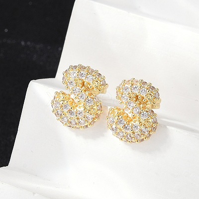 Brass Micro Pave Cubic Zirconia Stud Earrings EJEW-Z091-04G-S-1