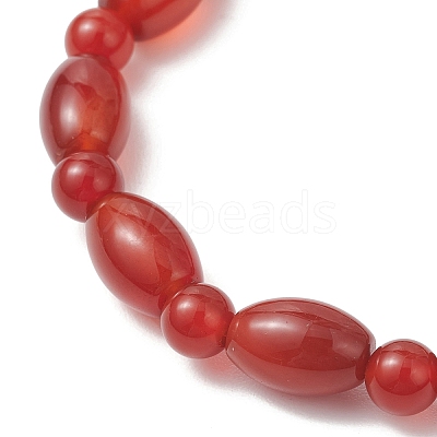 2Pcs 2 Styles  Natural Carnelian Beaded Stretch Bracelets for Couple BJEW-JB13416-03-1