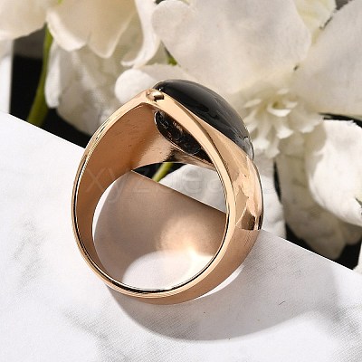 Resin Horse Eye Finger Rings RJEW-R006-01G-03-1