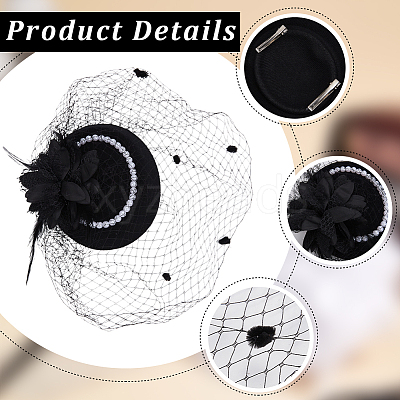 2Pcs 2 Colors Women's Fascinator Hat AJEW-GF0010-07-1