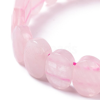 Natural Rose Quartz Oval Beaded Stretch Bracelet G-E010-01N-1