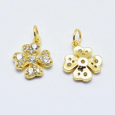 Brass Micro Pave Clear Cubic Zirconia Charms ZIRC-J040-07G-NR-1