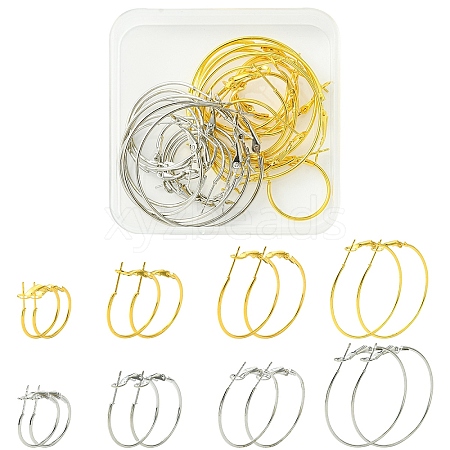 24Pcs 8 Styles Iron Huggie Hoop Earring Findings IFIN-YW0003-61-1