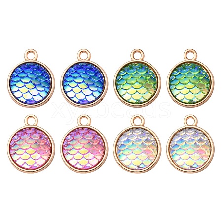 8Pcs 4 Colors Alloy Resin Pendants FIND-YW0003-76-1