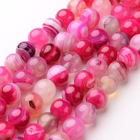 Natural Striped Agate/Banded Agate Beads Strands G-D845-01C-8mm-1