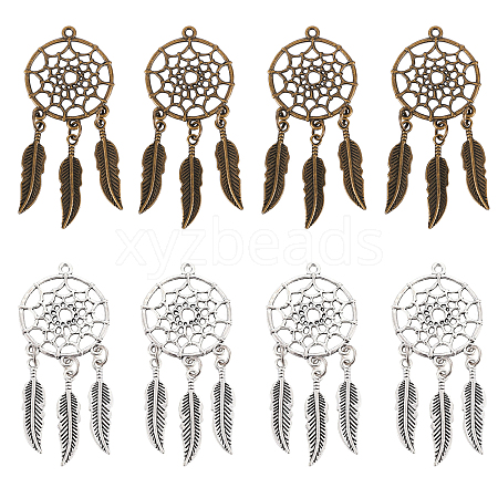  16Pcs 2 Colors Tibetan Style Alloy Big Pendants FIND-NB0001-48-1