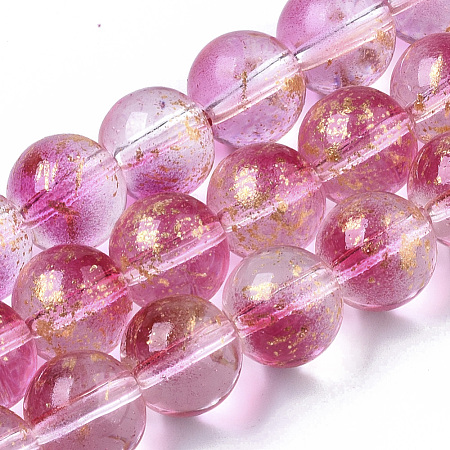 Transparent Spray Painted Glass Bead Strands X-GLAA-N035-03D-B04-1