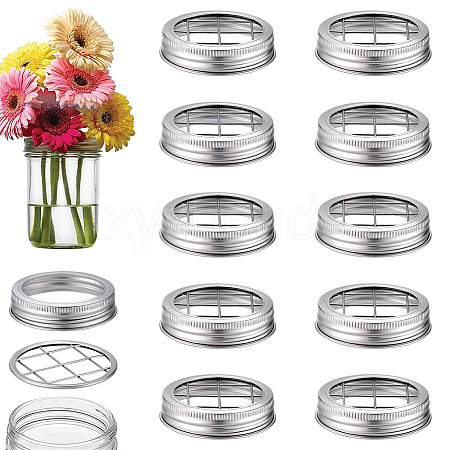 304 Stainless Steel Mason Jar Flower Frog Lid AJEW-WH0347-98B-1